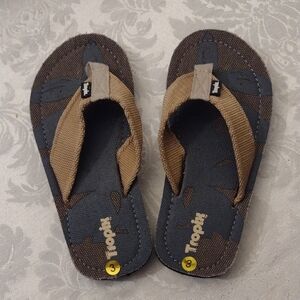Brown and Tan Kids Flip Flops